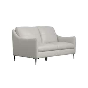 Cordell 57 in. Gray Leather Seats Loveseat