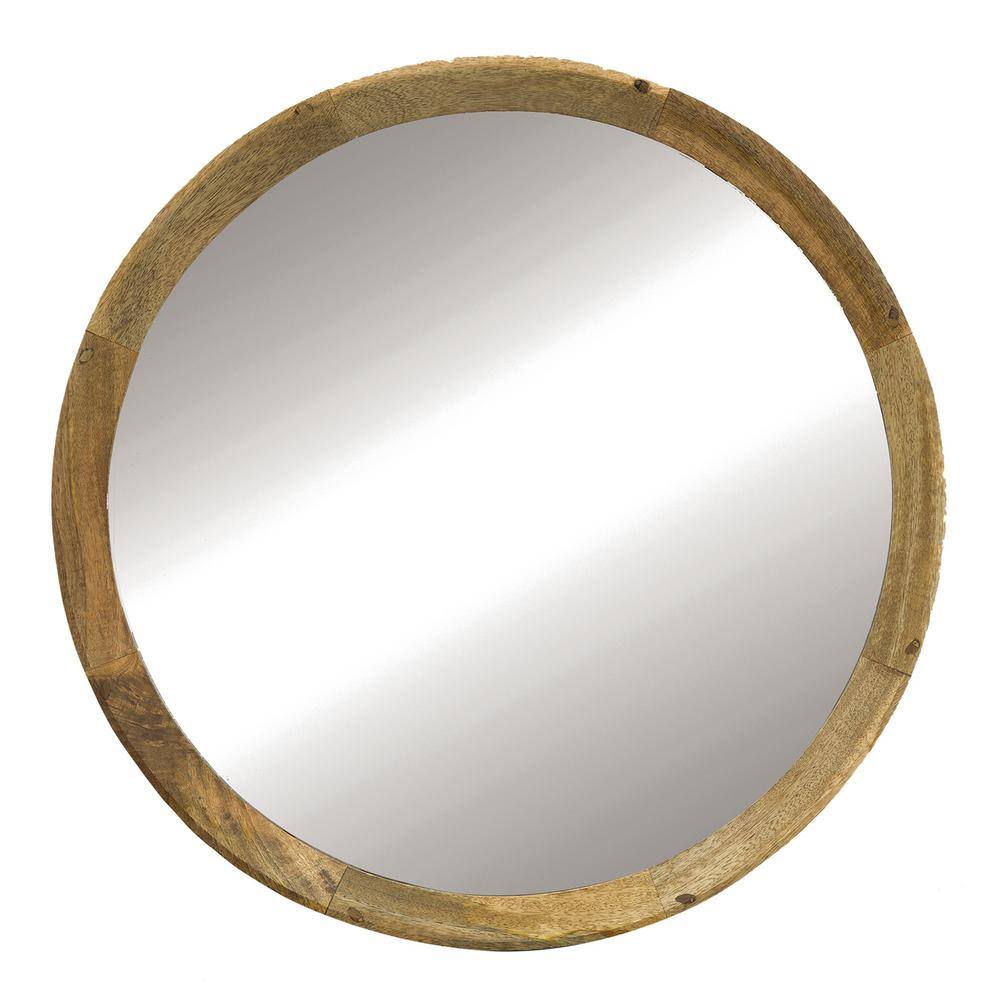 19.8 in. W x 19.8 in. H Small Round Wood Framed Wall Bathroom Vanity Mirror