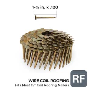 1-1/2 in. x 0.120-Gauge Electro Galvanized Smooth Shank Wire Coil Roofing Nails (7200 Per Box)