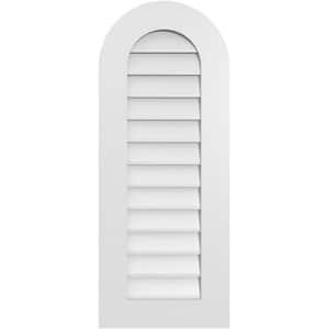 16 in. x 40 in. Round Top Surface Mount PVC Gable Vent: Decorative with Standard Frame