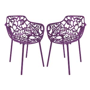 Purple Devon Modern Aluminum Patio Stackable Outdoor Dining Chair (Set of 2)