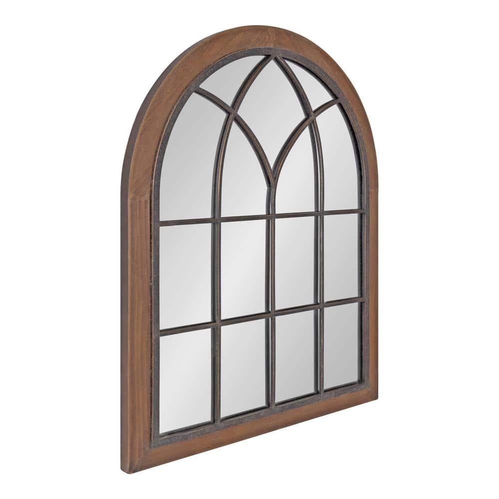 Kate and Laurel Nola 28 in. x 22 in. Classic Arch Framed Brown Wall Accent  Mirror 217944 The Home Depot