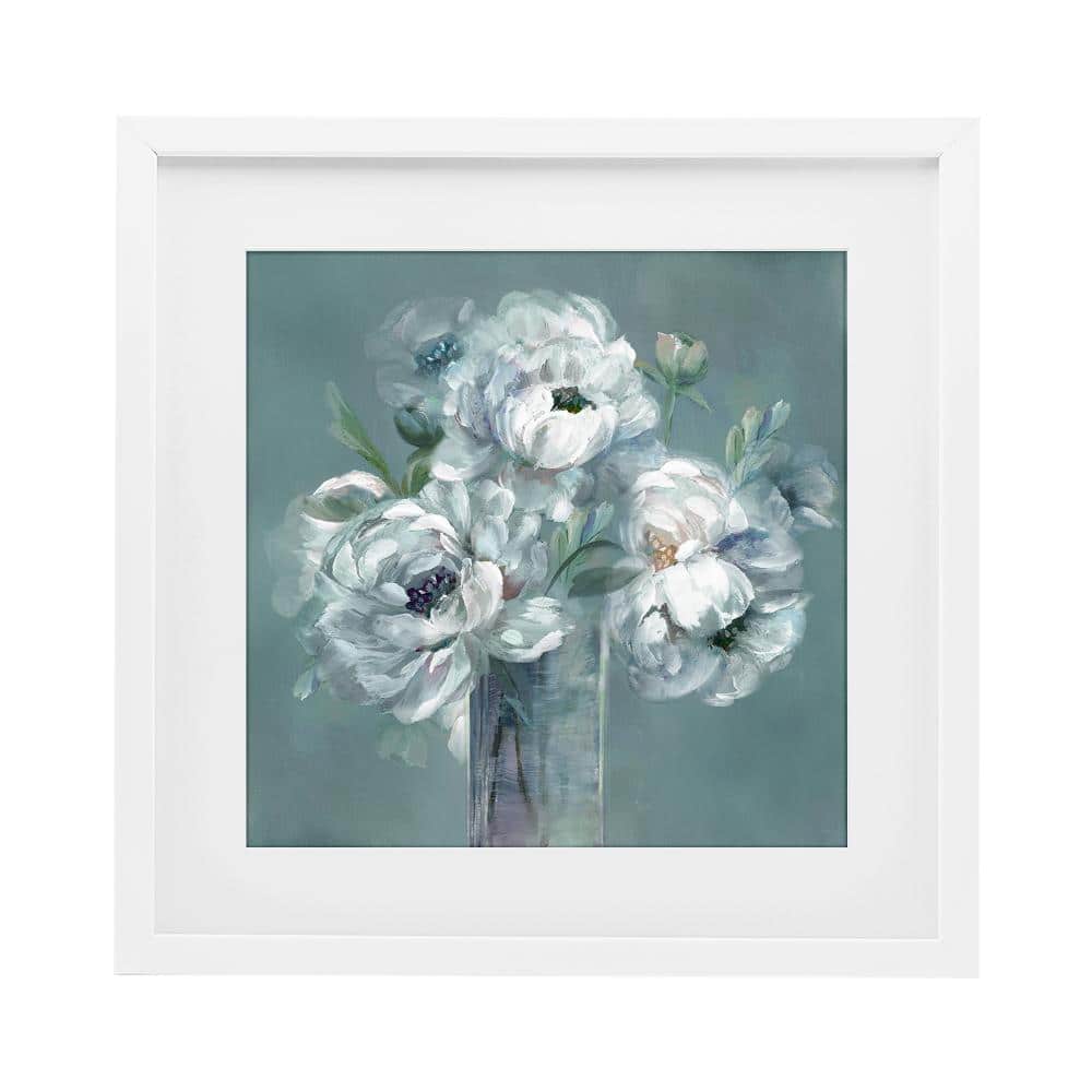 White Peony Impression in Vase White Framed Print Under Glass, design by Nan price history on PriceWatchPro