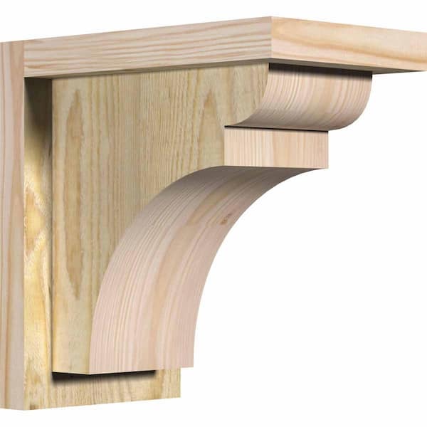 Ekena Millwork 6 in. x 10 in. x 10 in. Douglas Fir Yorktown Rough Sawn Corbel with Backplate
