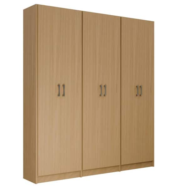Alto Pantry Collection 99 in. W Oak Wall Mounted 3-Shelf Towers w/ Full Doors Wood Closet System