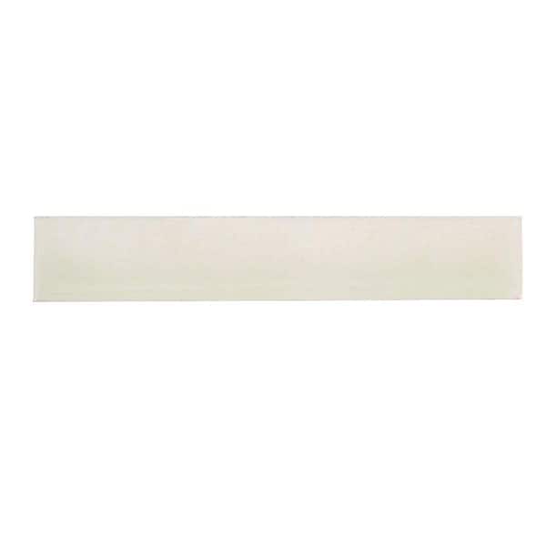 Solistone Hand-Painted Nieve White 1 in. x 6 in. Ceramic Pencil Liner Trim Wall Tile