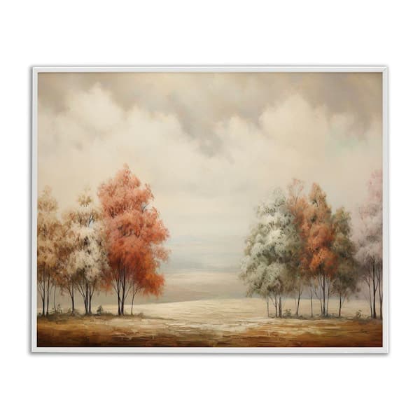 Stupell Industries Muted Autumn Treeline by Franklyn Gregory White Framed Nature Giclee Art Print 16 in. x 20 in.