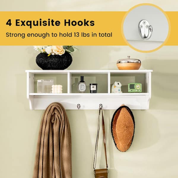 Gymax Versatile Wall-Mounted Coat Rack Space Saver with Wide and Flat Shelf  White GYM11202 - The Home Depot