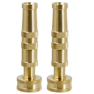 Heavy-Duty Brass Adjustable Twist Hose Nozzle, (2-Pack)