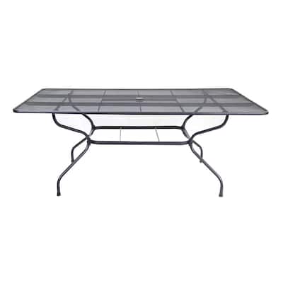Commercial 42 in. x 75 in. Rectangular Steel Mesh Outdoor Dining Table