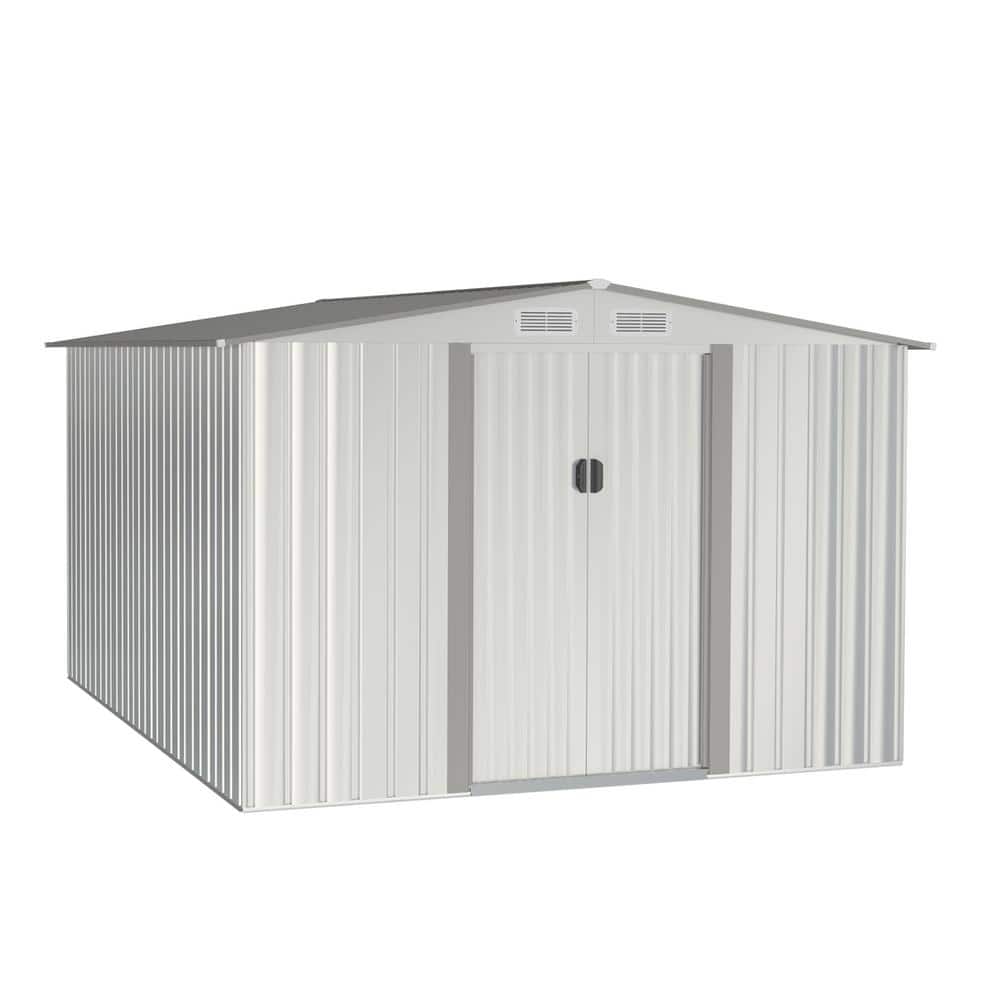 8 ft. W x 10 ft. D Outdoor Galvanized Metal Storage Shed with Floor