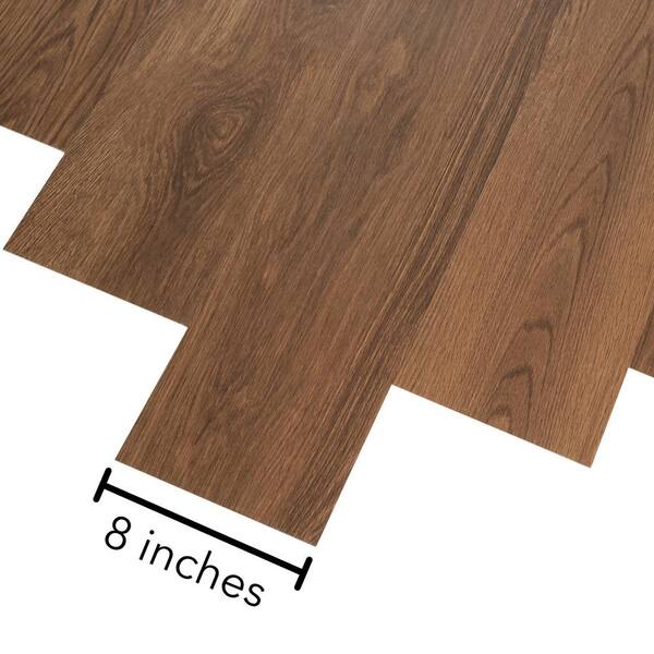 Mohawk Basics Garnet Brown 12 (mil) T x 8 in. W x 48 in. L Glue Down Waterproof Vinyl Plank Flooring (45.33 sqft/case)