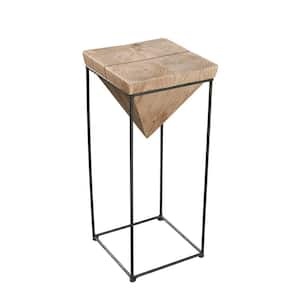 12.25 in. Pharaoh Square Natural Wood and Iron Table