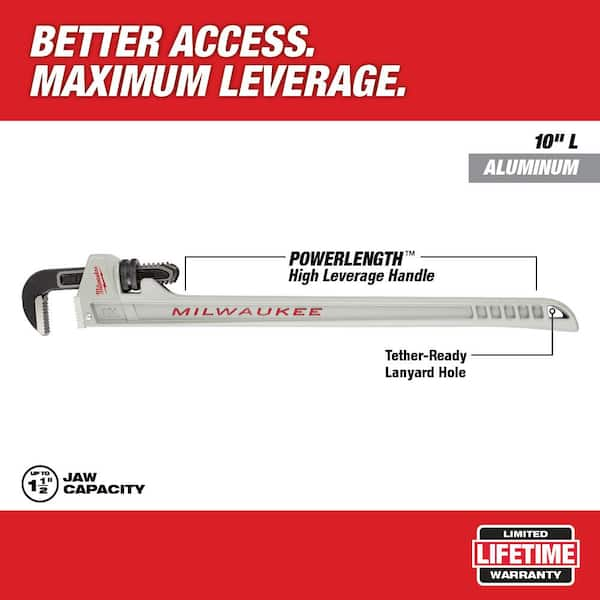 14 in. Aluminum Pipe Wrench with Power Length Handle and 10 in. Aluminum Pipe Wrench with Power Length Handle