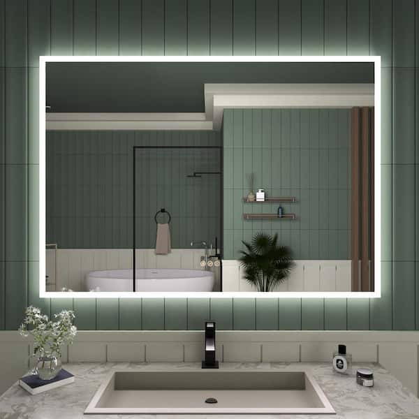 48 in. W x 36 in. H Frameless LED Single Bathroom Vanity Mirror in Polished Crystal