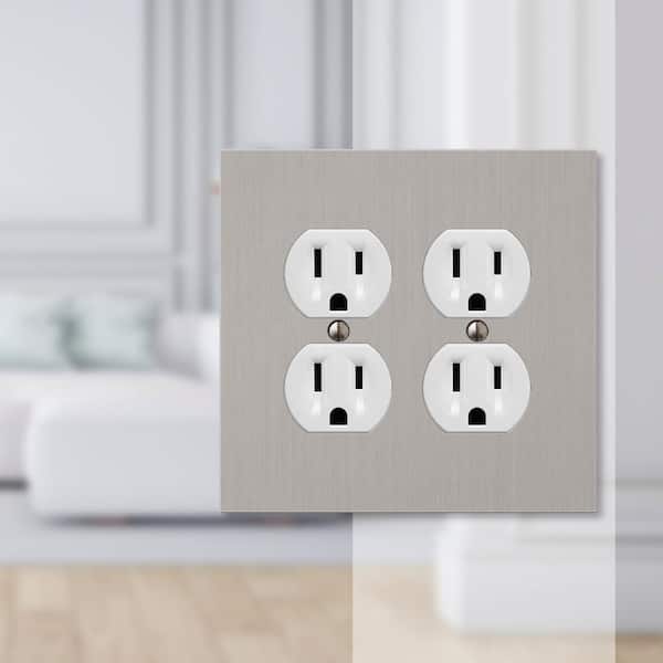 Barnard 2 Gang Duplex Metal Wall Plate - Brushed Nickel