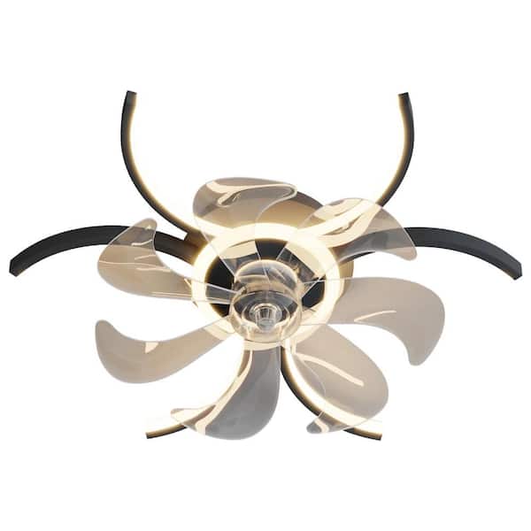 Unbranded 20.5 in.Indoor Integrated LED Lighted Modern Black Ceiling Fan, 48-Watt Dimmable Low Noise, 6-Speed Smart Electric Fan