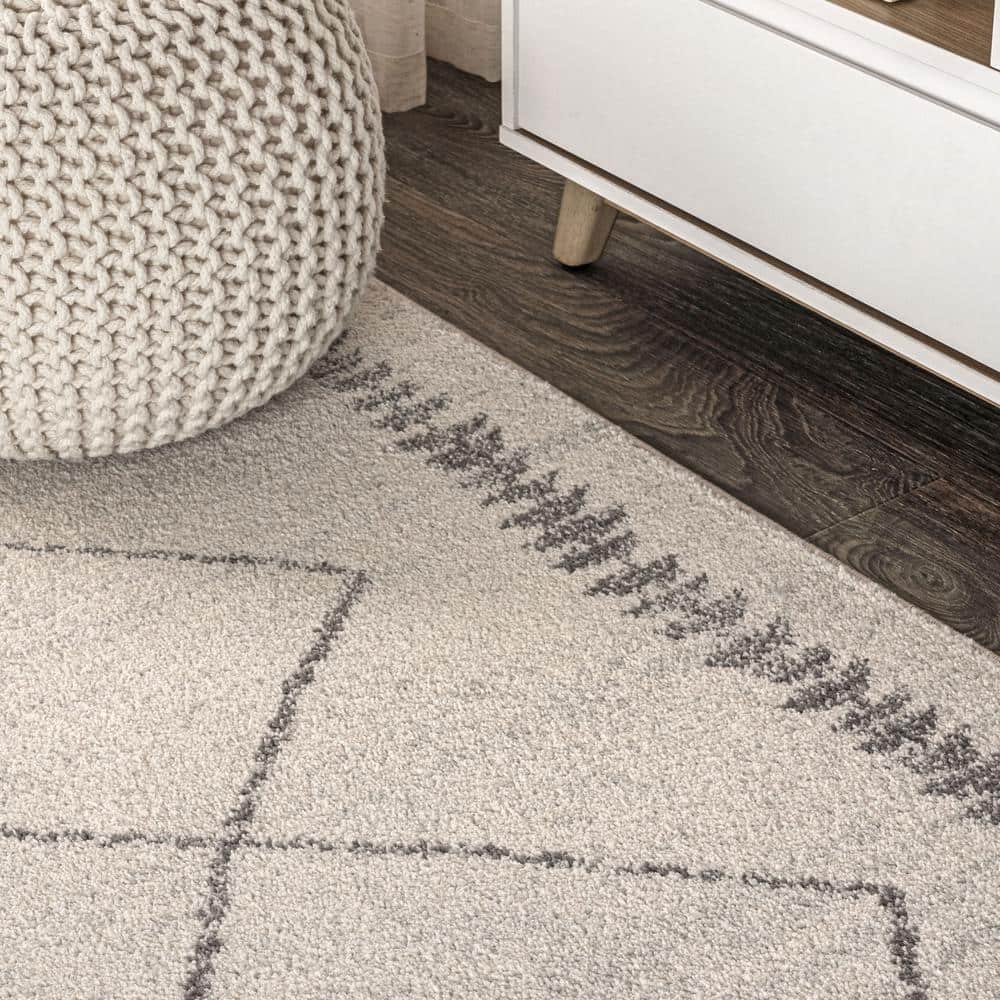 Handmade Cream and Gray Geometric Reversible Area Rug
