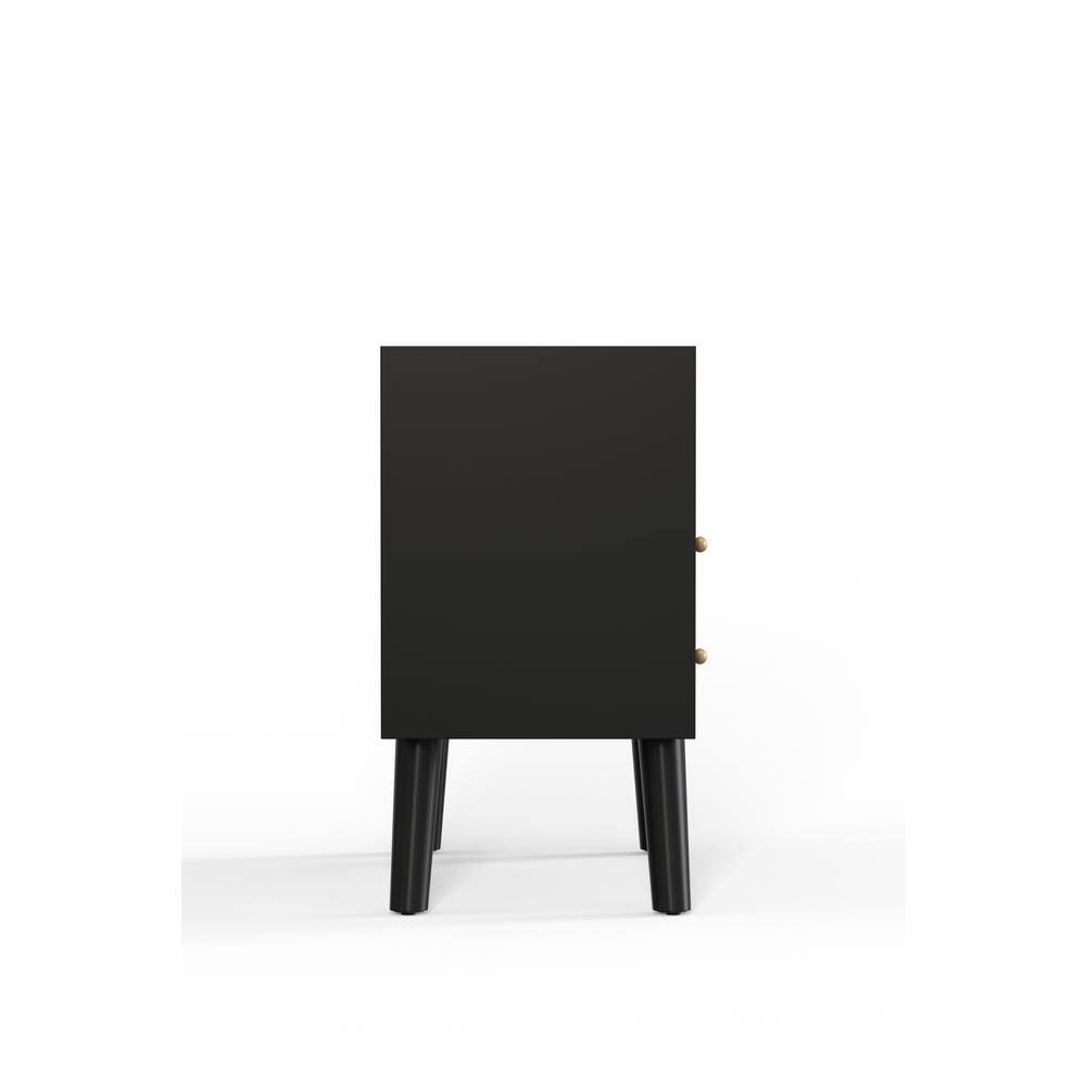 Black Mahogany 2-Drawer Nightstand with Shelf