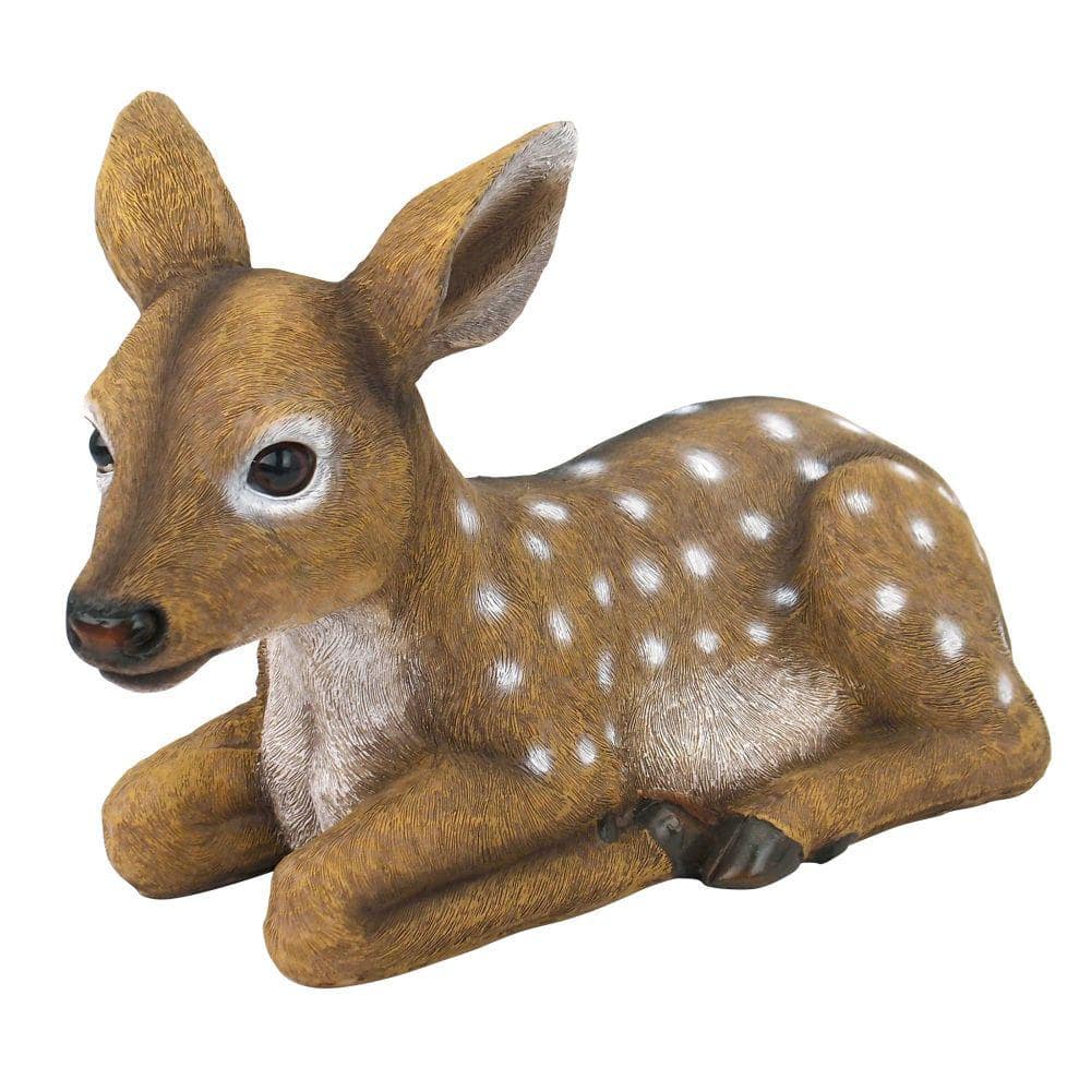 Small Deer Solar Resin Figurine Lifelike Animal Sculpture Statue Home Decor 