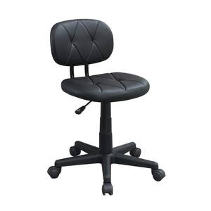 Black Faux Leather Tufted Office Chair with Wheels