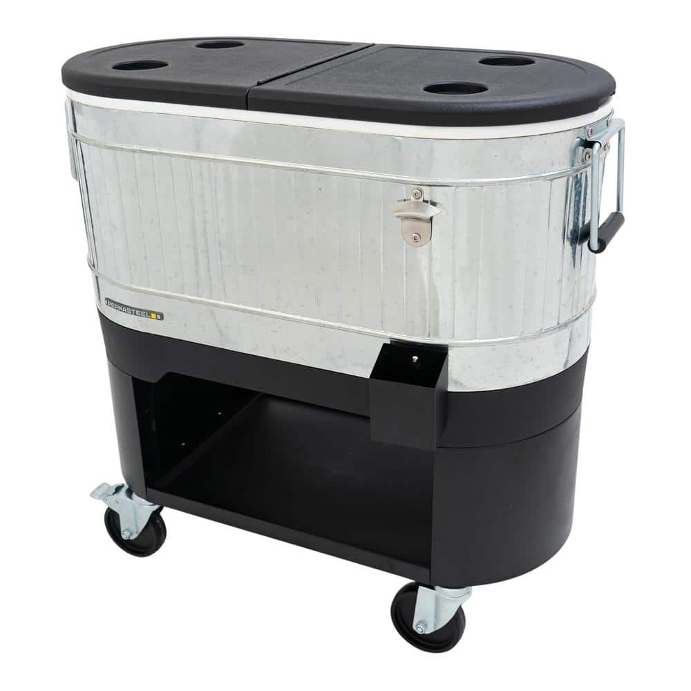 Permasteel 120-Qt Galvanized Steel Rolling Patio Cooler with Wheels