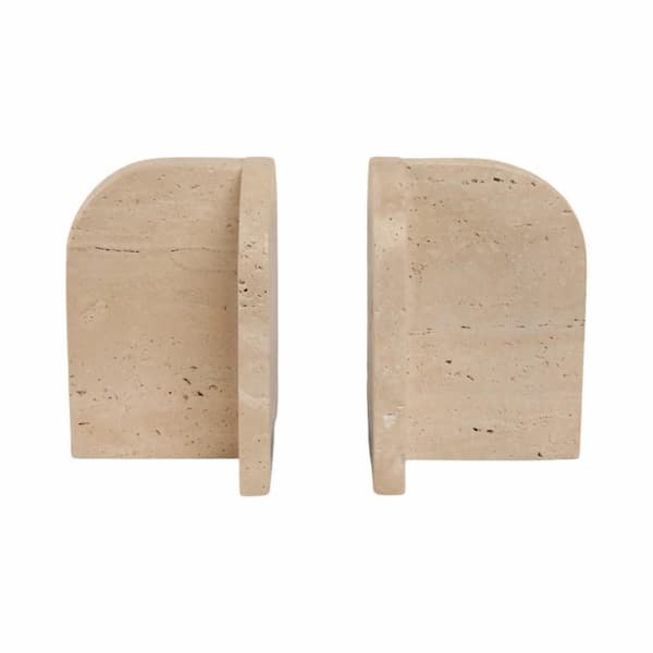 6 in. Ivory Stone Solid Arched Decorative Bookends (Set of 2)
