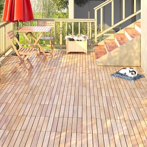 YOFE 1 ft. x 1 ft. Acacia Wood Interlocking Deck Tiles in