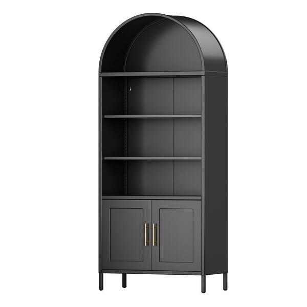 30.7 in. W x 72.8 in. H x 15.4 in. D Arch Metal Freestanding Cabinet with Doors and Adjustable Shelves in Black
