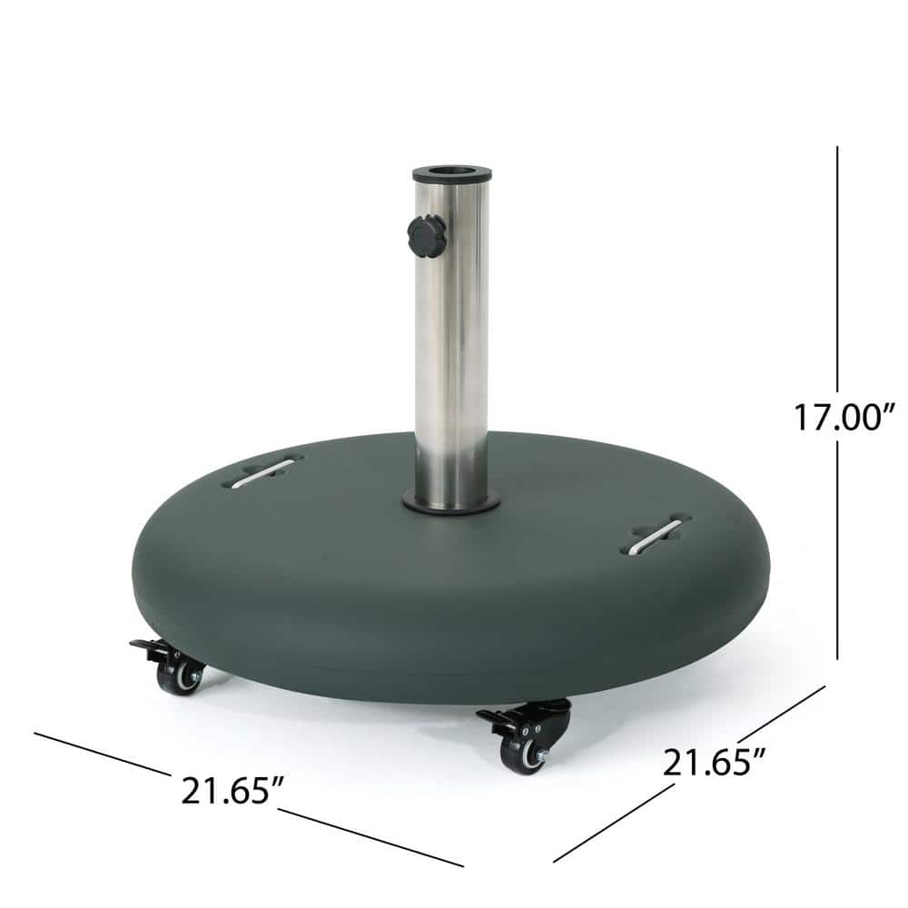 Green Concrete Circular Umbrella Base with Stainless Steel Pole