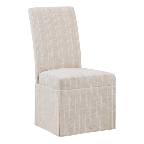 OSP Home Furnishings Adalynn Slipcover dining Chair (2-Pack) in Linen Stripe Fabric Ships Assembled
