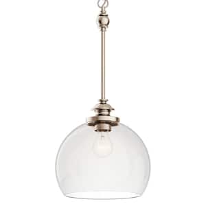 Lecelles 1-Light Polished Nickel Traditional Globe Kitchen Pendant Hanging Light with Clear Glass Shade
