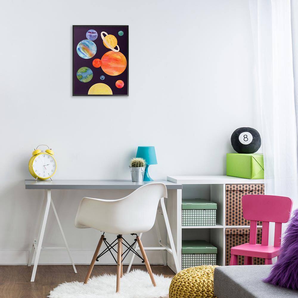 Watercolor Planets on Black by Corinne Rose Designs Black Framed Abstract Giclee Art Print 20 in. x 16 in. price history on PriceWatchPro