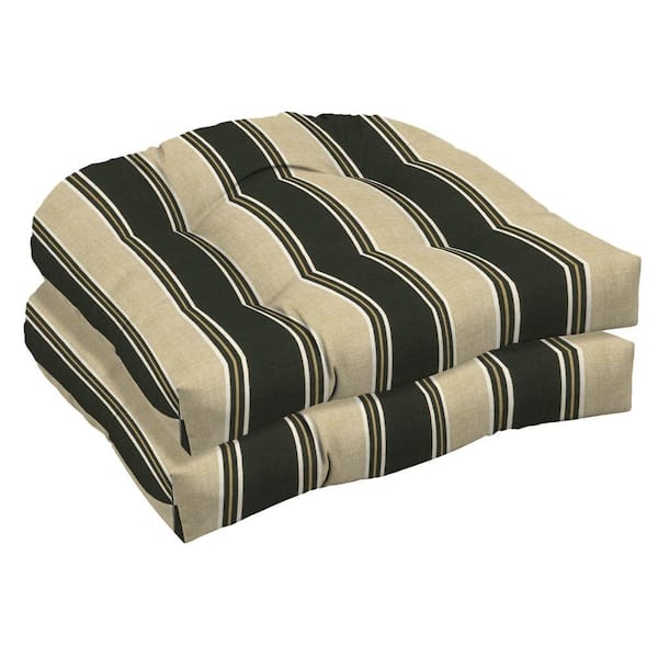 Arden Twilight Stripe Wicker Tufted Seat Outdoor Cushion 2 Pack-DISCONTINUED