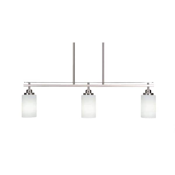 Unbranded Monroe 3-Light Brushed Nickel, Billiard Light, Any room with 4 in. White Matrix Glass Shades no bulbs included