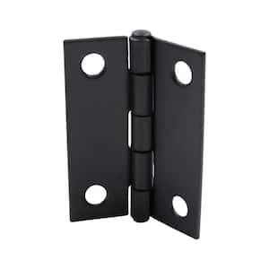 1 in. Matte Black Non-Removable Pin Narrow Utility Hinges (2-Pack)