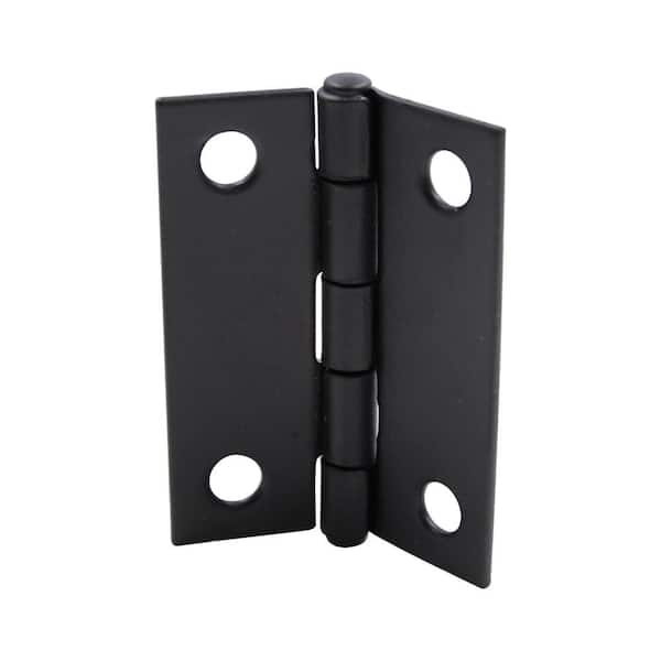 Everbilt 1 in. Matte Black Non-Removable Pin Narrow Utility Hinge (2-Pack)
