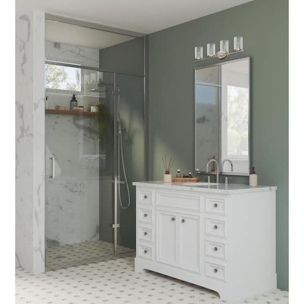 Riley Collection 4-Light Brushed Nickel Clear Glass Modern Bath Vanity Light