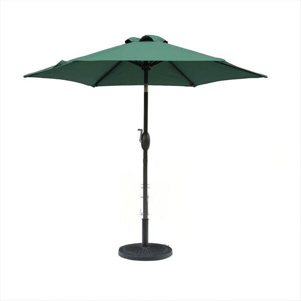 Unbranded 7.5 ft. Market Patio Umbrella with Crank and Push Button Tilt in Dark Green Outdoor Table Umbrella with Aluminum Pole