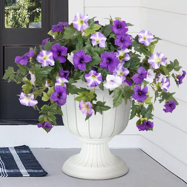 Afoxsos 12 in. Purple White Indoor/Outdoor Artificial