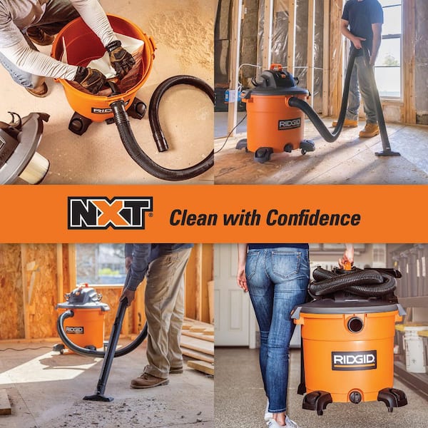 16 Gallon 5.0 Peak HP NXT Shop Vacuum Wet Dry Vac with General Debris Filters, Dust Bags, Hose, Diffuser, 3 Accessories