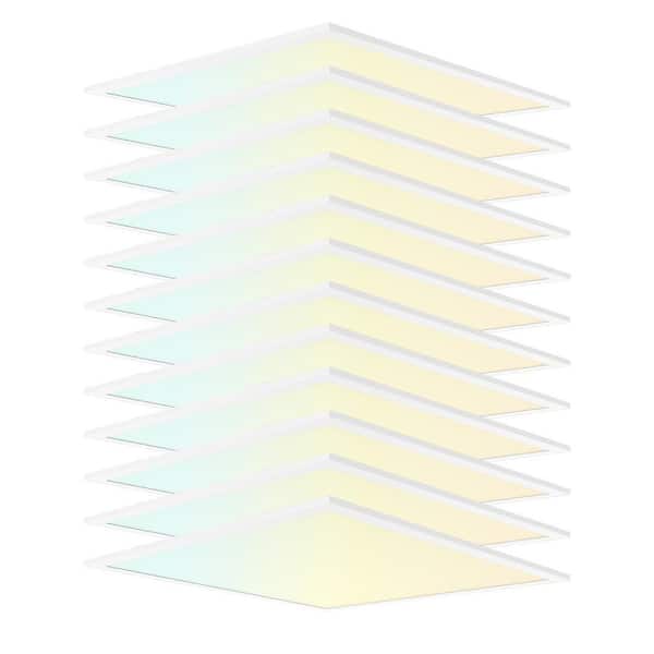 12-Pack 2 ft. x 2ft. Dimmable White 4400-Lumens Wattage Selectable Integrated LED Back-Lit Flat Panel Light