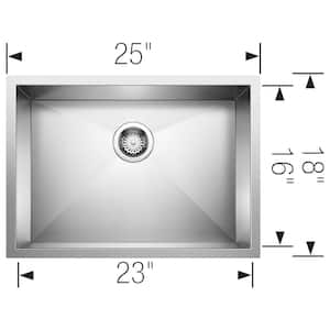 Precision Satin Polished Stainless Steel 25 in. x 18 in. Single Bowl Undermount Kitchen Sink