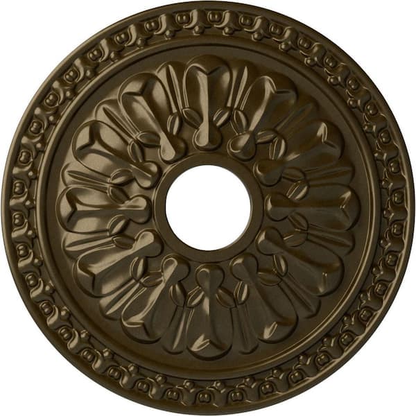 Ekena Millwork 18" x 3-1/2" ID x 1-3/8" Warsaw Urethane Ceiling Medallion (Fits Canopies upto 3-1/2"), Brass