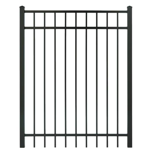 Cercadia 4 ft. W x 5 ft. H. Black Aluminum 3-Rail Flat Top Gate-DISCONTINUED