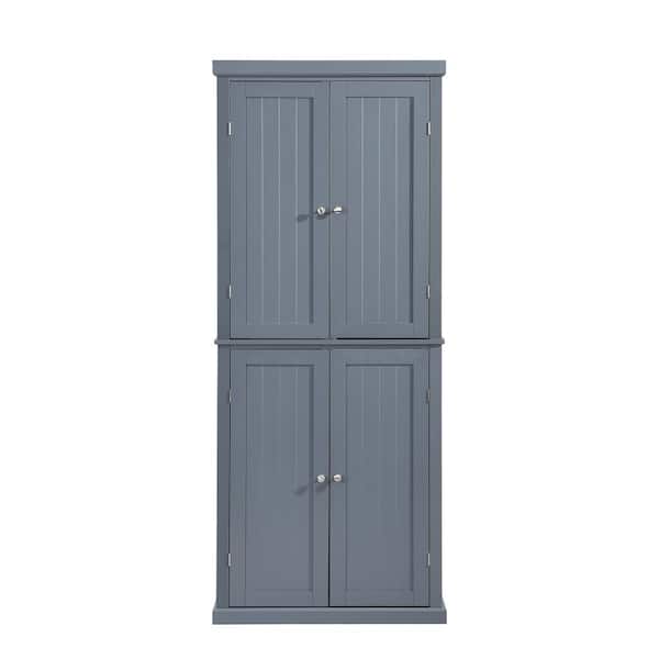 Unbranded 30 in. W x 14 in. D x 72.4 in. H Gray MDF Ready to Assemble Kitchen Cabinet with 4-Doors and Adjustable Shelves