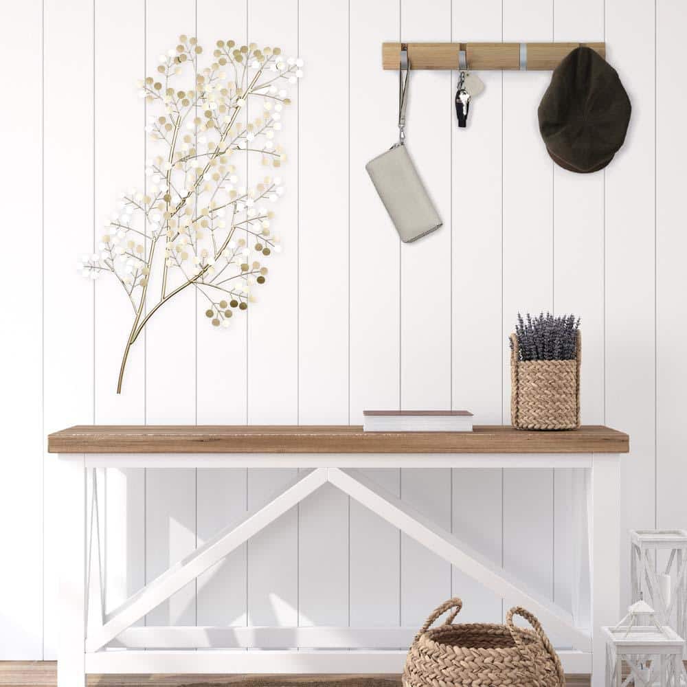 Gold Metal Tree Branch Outdoor Wall Art Decor
