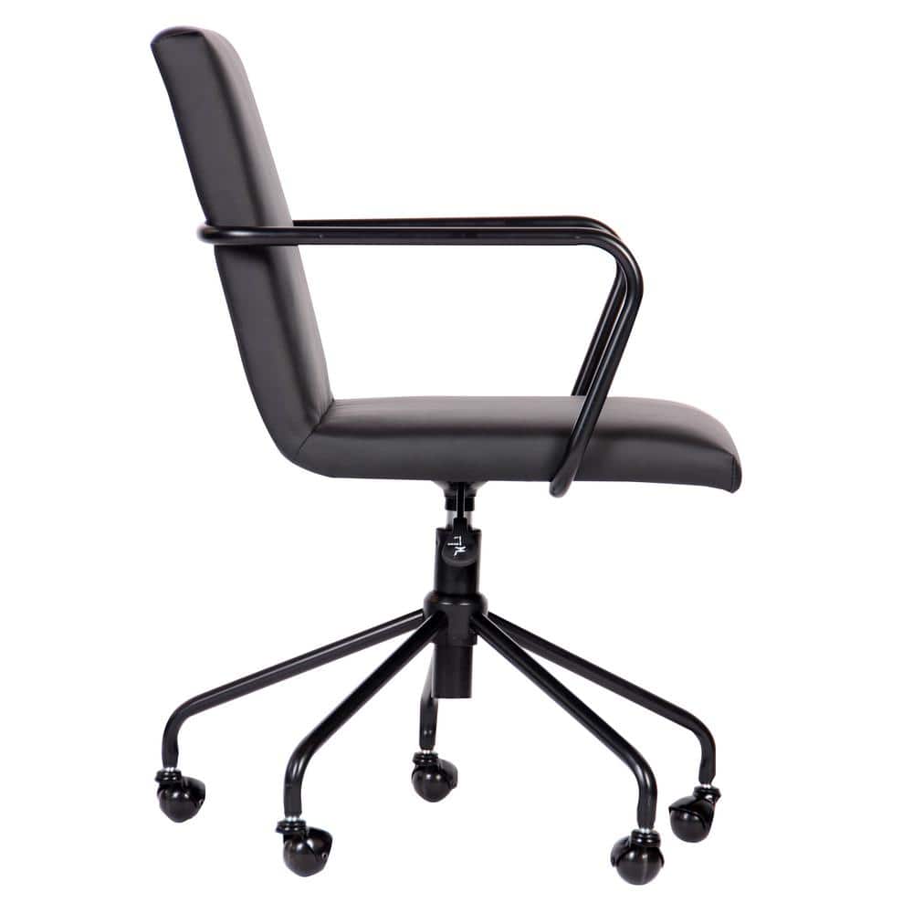 Logan Black Faux Leather Swivel Desk Chair with Metal Base