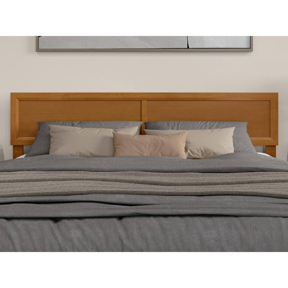 Sophia Light Toffee King Solid Wood Platform Bed with Headboard