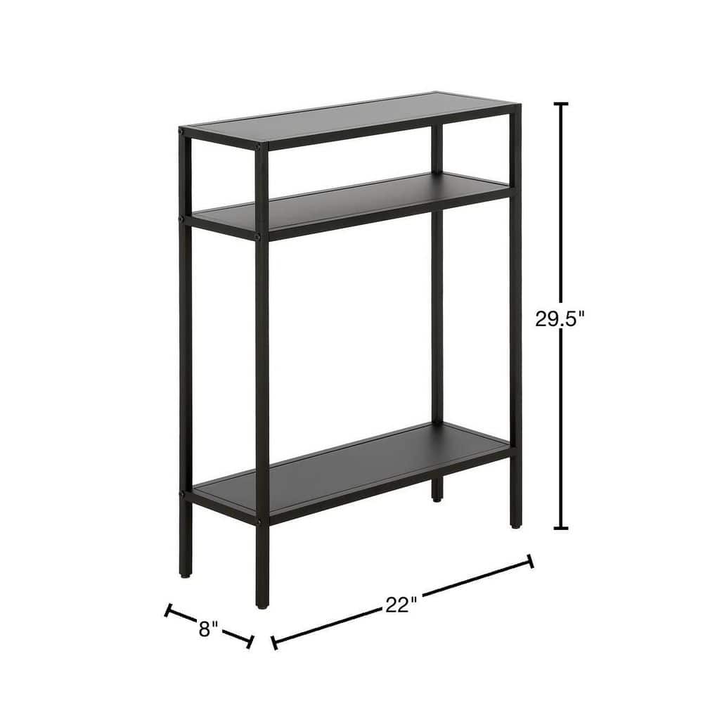Ricardo Compact Blackened Bronze Console Table with Metal Shelves